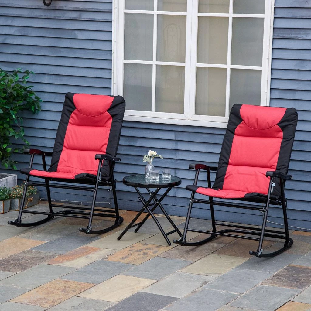 Hivvago Outdoor Rocking Chairs with Side Table Set 2