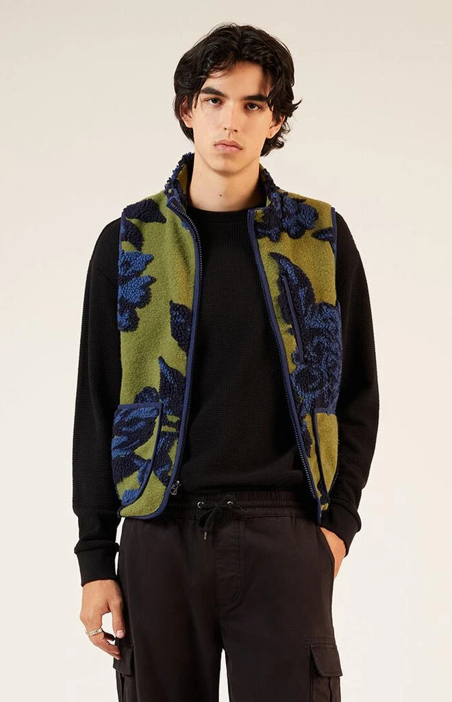 PacSun Olive Sherpa Print Vest 1