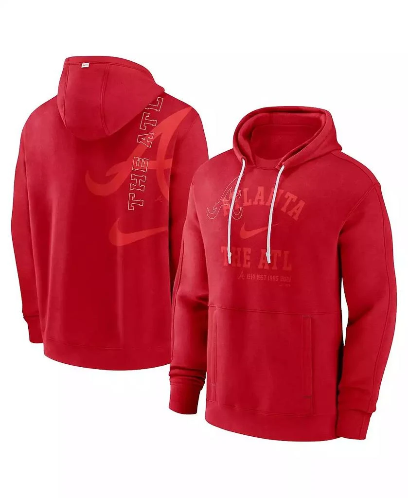 NIKE Men's Red Atlanta Braves Statement Ball Game Pullover Hoodie 1