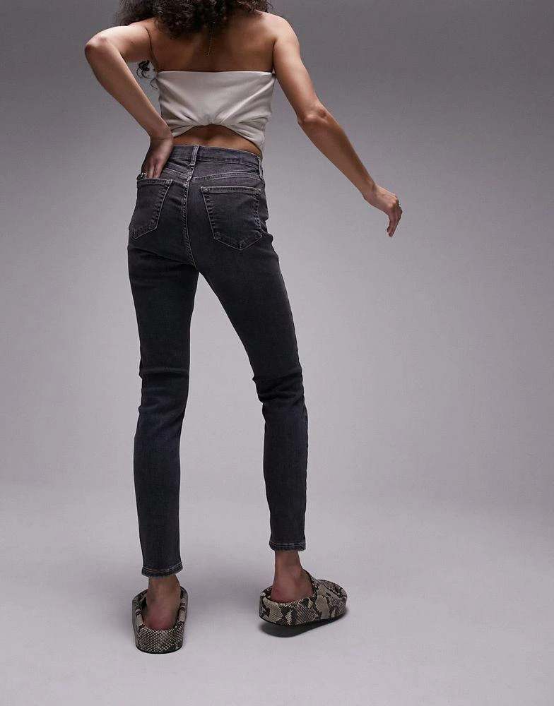 Topshop Topshop high rise Jamie jeans with knee rips in dirty grey 2