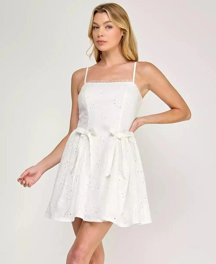white sleeveless flare dress Eyelet Fit & Flare Dress | Cotton (Star White) main image 1