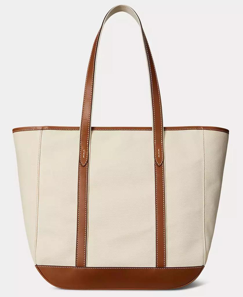 Ralph Lauren Women's Leather-Trim Canvas Medium Shopper Tote