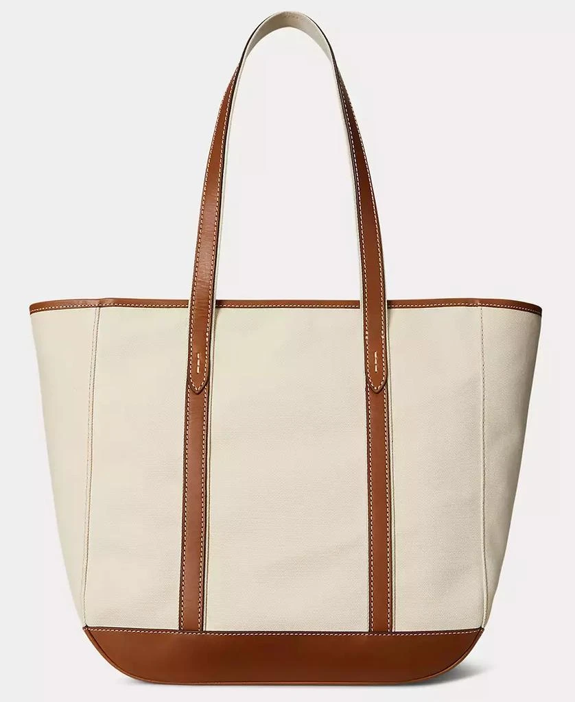 Ralph Lauren Women's Leather-Trim Canvas Medium Shopper Tote 2