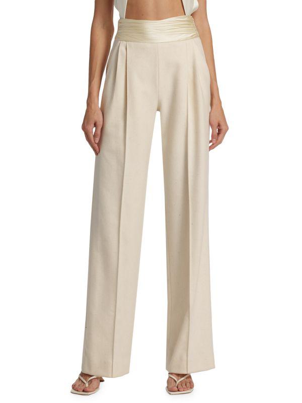 LaQuan Smith Chiffon Pleated Trousers