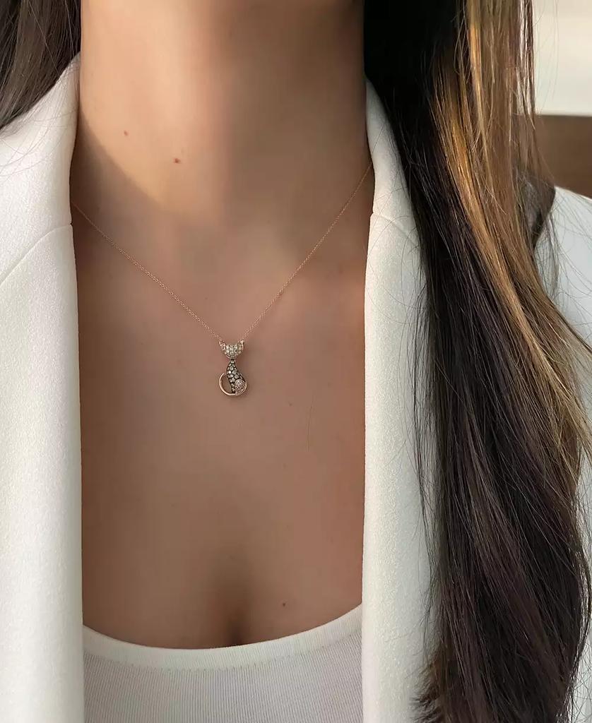 Le Vian Nude Diamond (1/3 ct. t.w.) & Chocolate Diamond (1/4 ct. t.w.) Cat Necklace in 14k Rose Gold, 18" + 2" extender