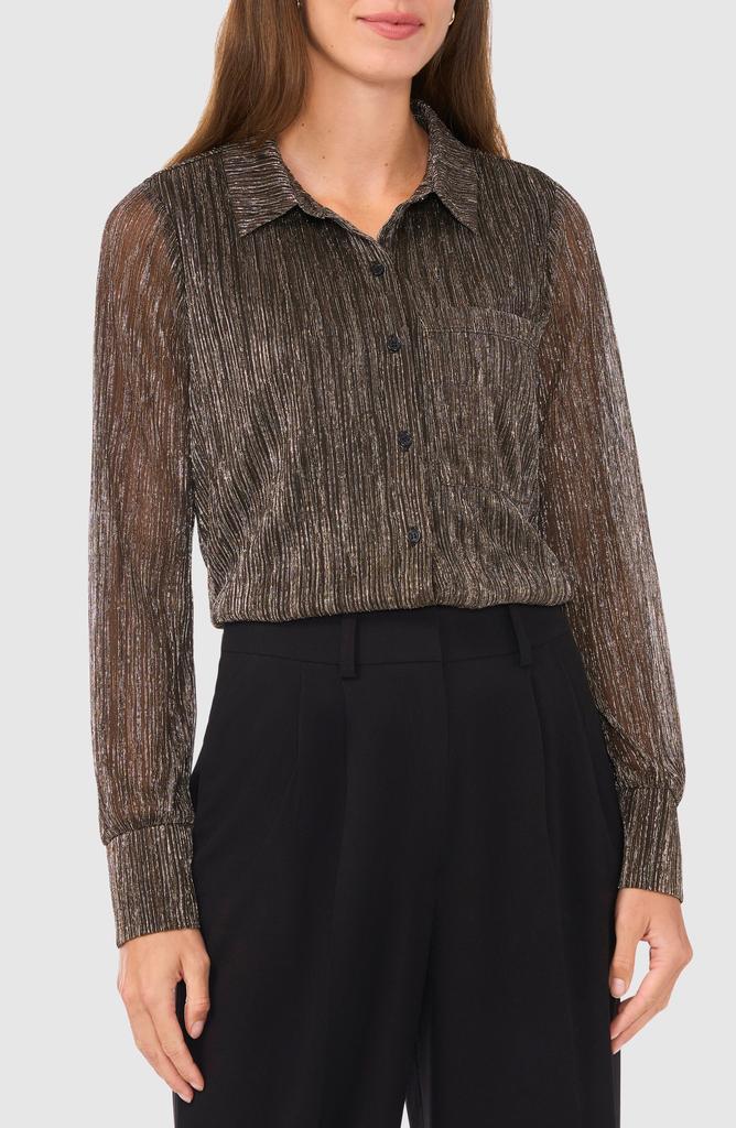 Halogen Metallic Button-Up Shirt