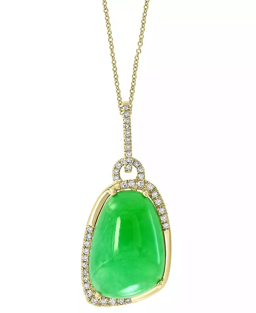 Shop EFFY® Dyed Green Jade (17x12mm) Diamond (1/5 18