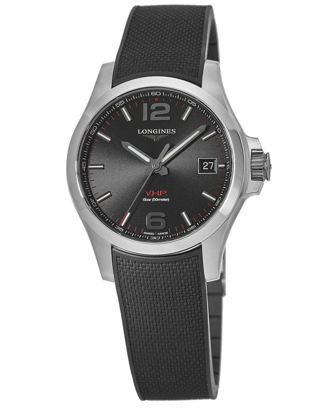Longines Longines Conquest V.H.P. 41mm Black Dial Black Rubber Strap Men's Watch L3.716.4.56.9 1