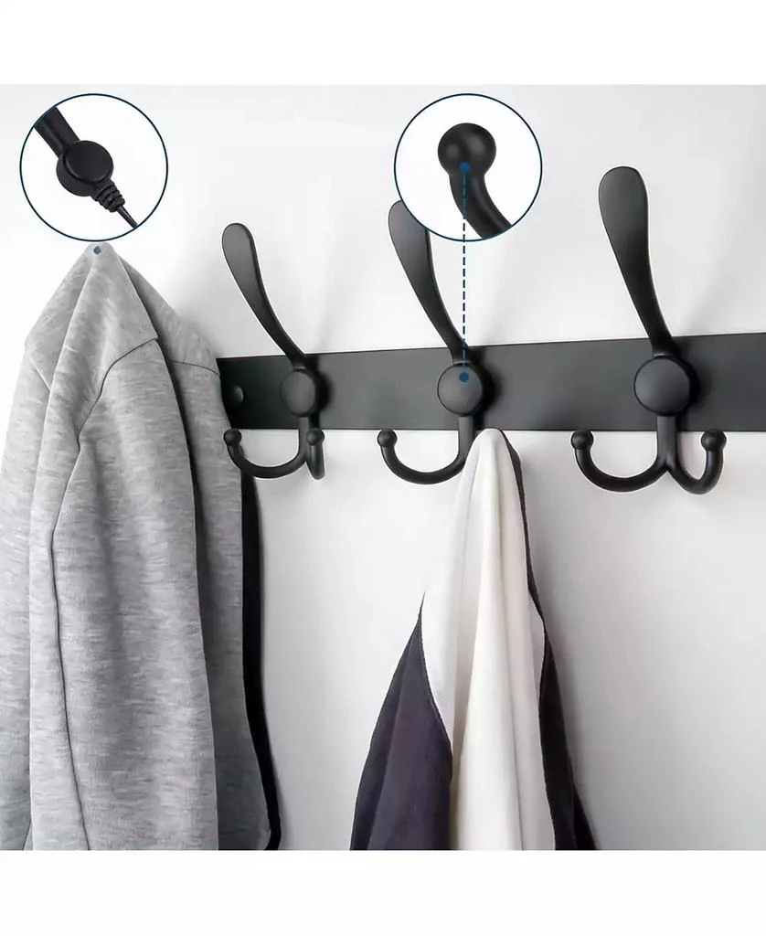 YIGII Premium Metal Wall-Mounted Coat Rack, 5 Tri-Hooks, Multiple Colors 2