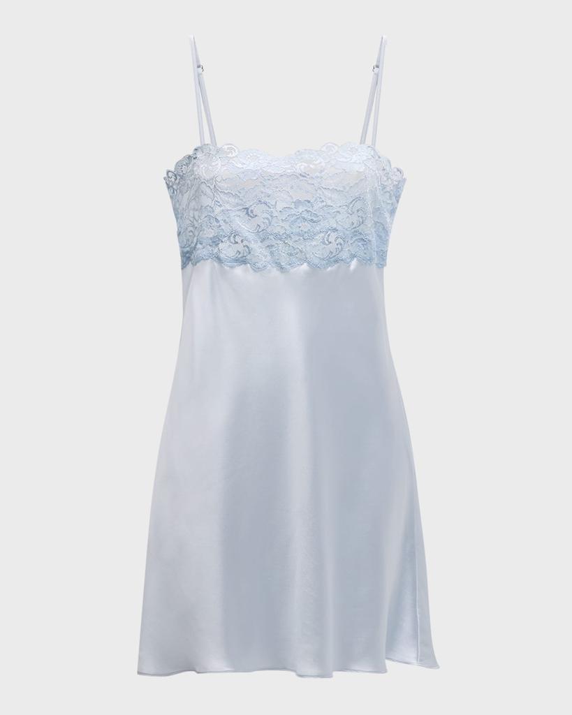 Christine Lingerie Bijoux Lace-Trim Silk Chemise