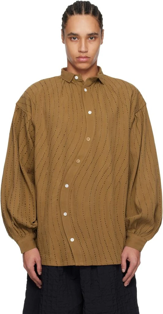 Glass Cypress Brown Curved Denim Shirt 1