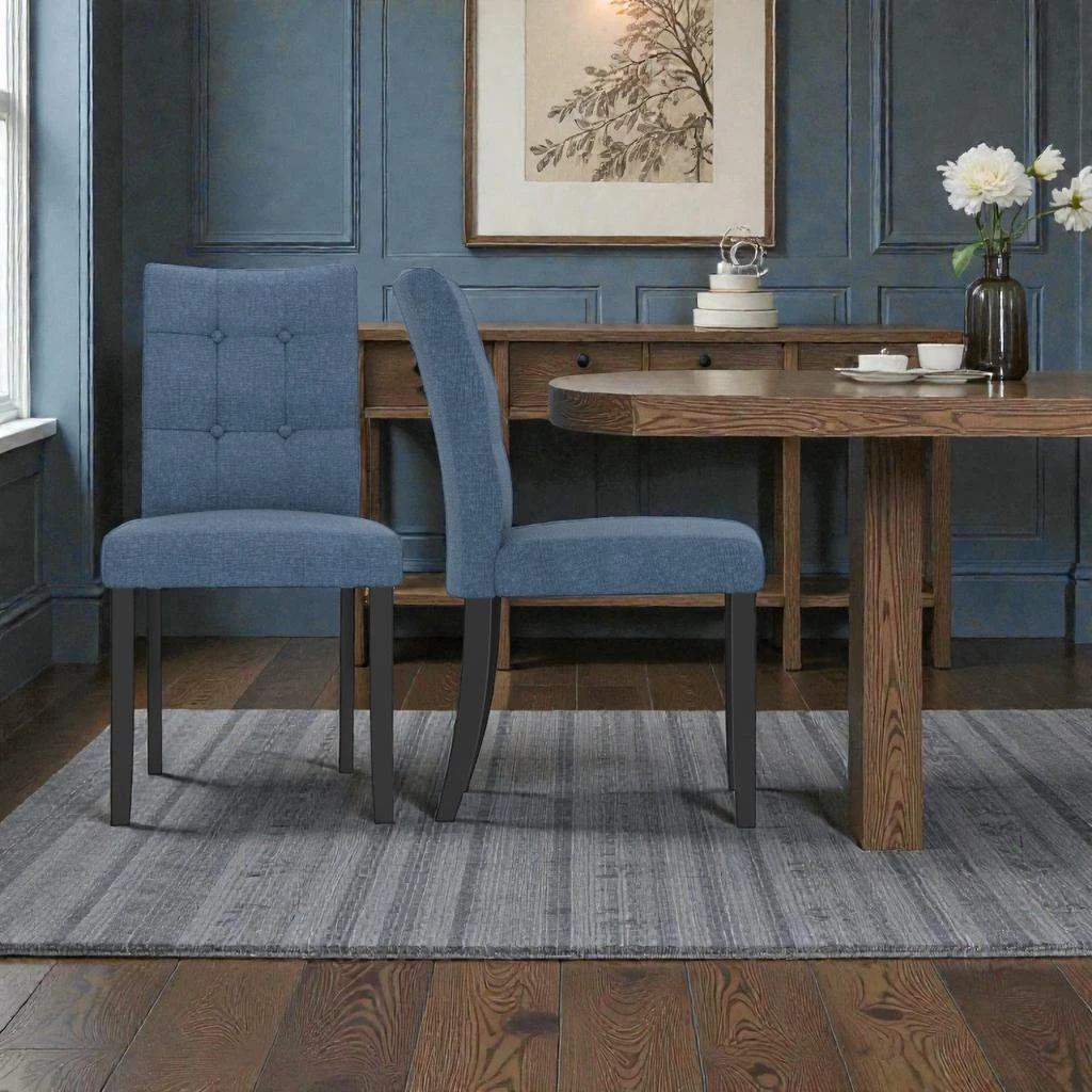 Hivvago Set of 2 Upholstered Dining Chairs Featuring Tufted Design and Wooden Legs