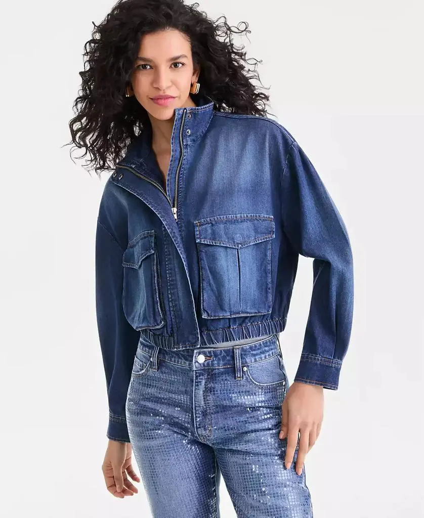 INC International Women's Denim Bomber Jacket, Macy's Exclusive