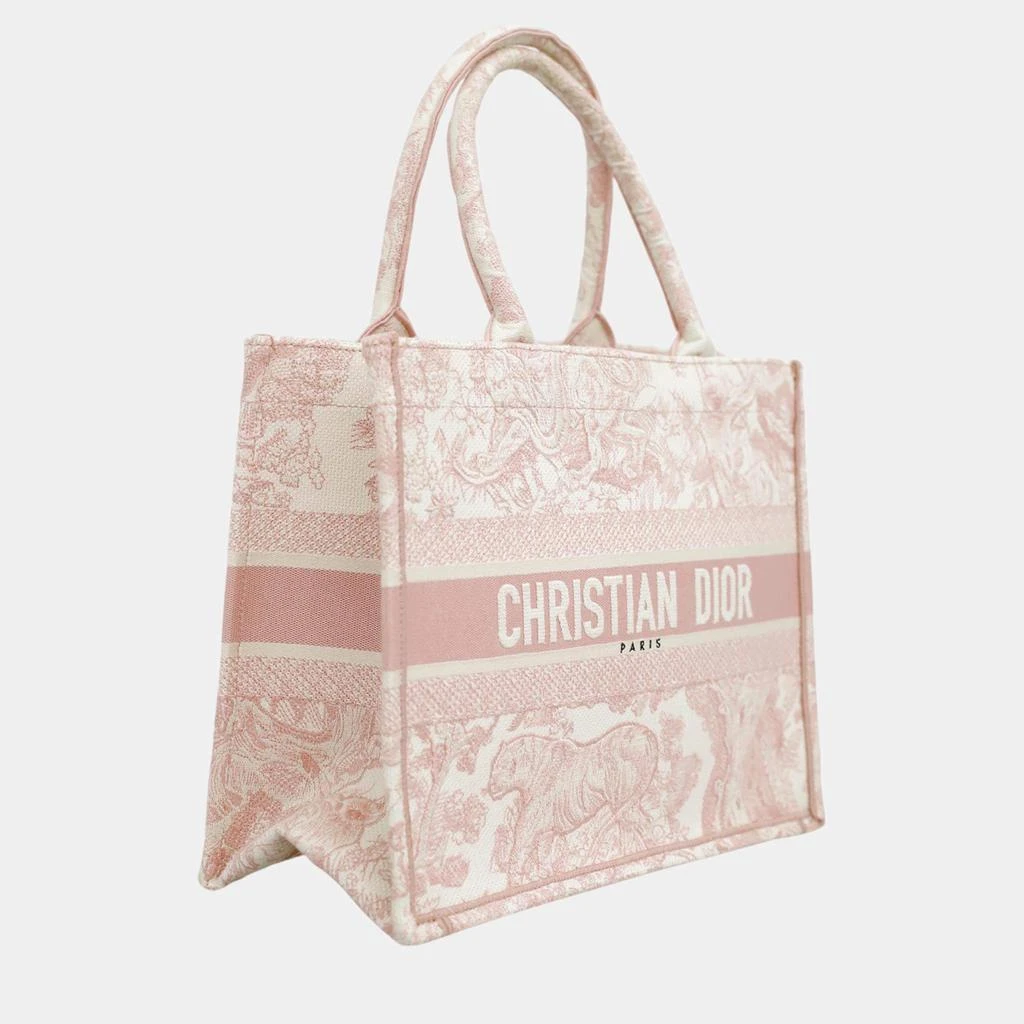 Dior Dior Soft Pink Canvas Embroidered Medium Book Tote Bag  5