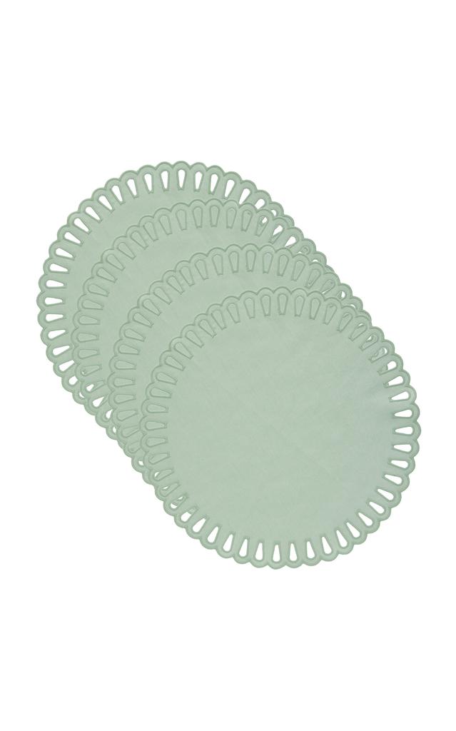 MoDA Moda Domus - Set-of-Four Handcrafted Linen Placemats - Green - Moda Operandi