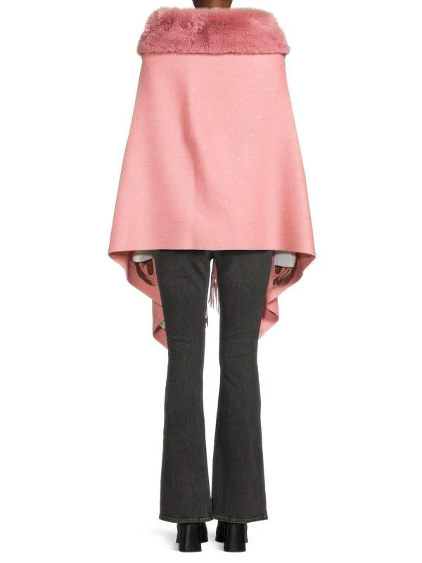 La Fiorentina Embellished Faux Fur Trim Cashmere Wrap 2