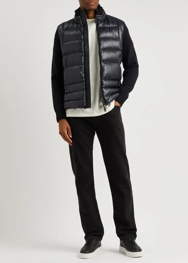 Moncler Quilted shell and stretch-wool jacket  4