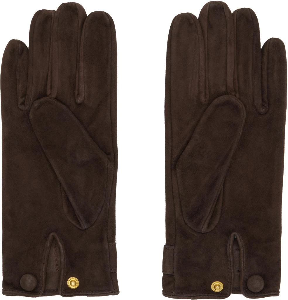 Ernest W. Baker Brown Buckle Appliqué Leather Gloves 2