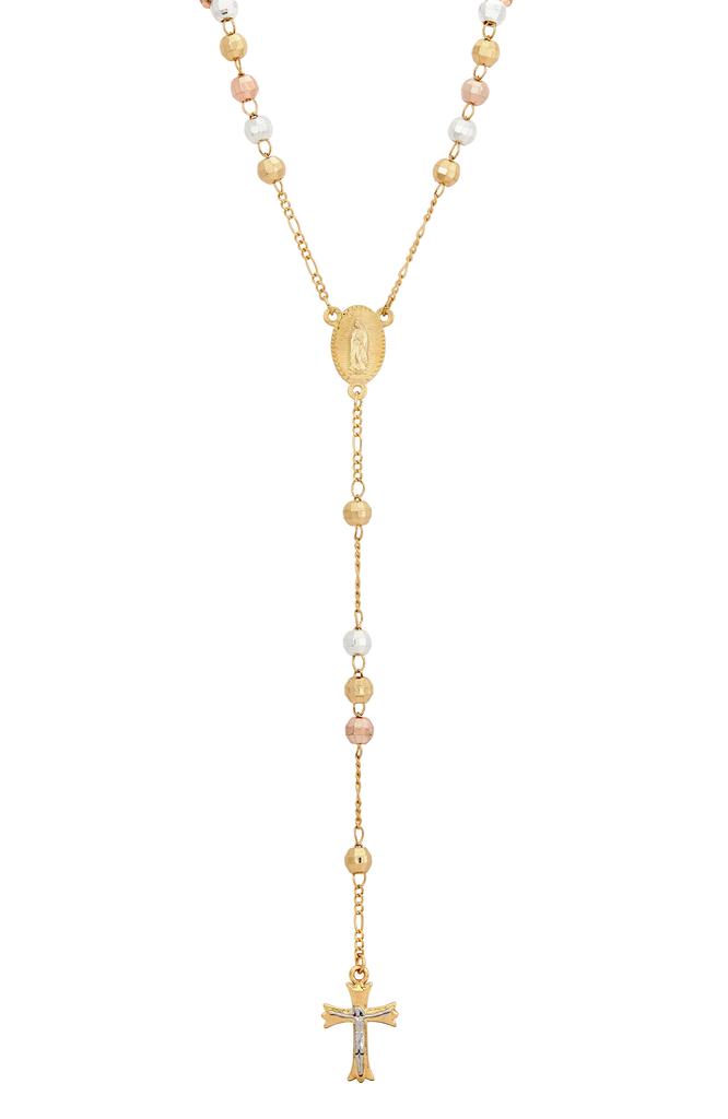 Savvy Cie Jewels 18K TRICOLOR GOLD PLATED DIAMOND CUT ROSARY