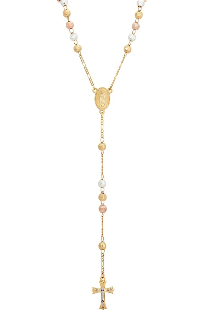 SAVVY CIE JEWELS 18K TRICOLOR GOLD PLATED DIAMOND CUT ROSARY 1