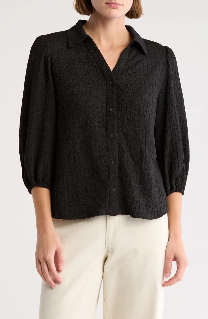 Adrianna Papell Textured Knit Button-Up Shirt 1