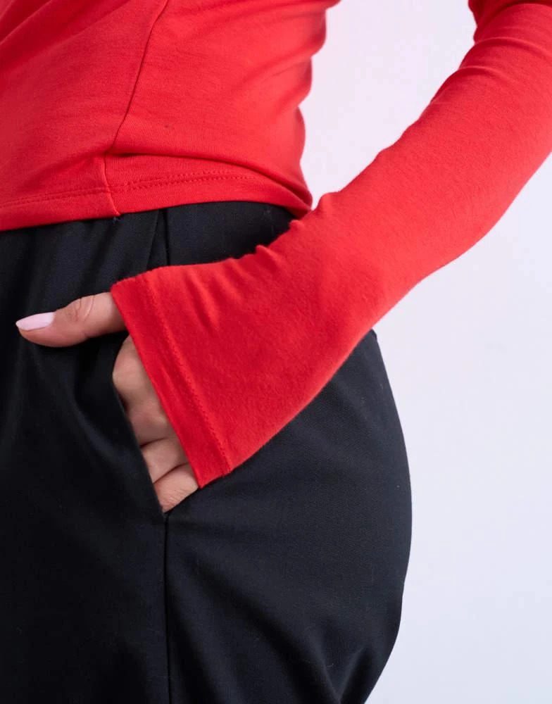 Topshop Topshop clean long sleeve top in red 4