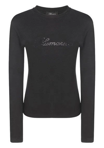 BLUMARINE Blumarine Logo Embellished Long-Sleeved Top 1