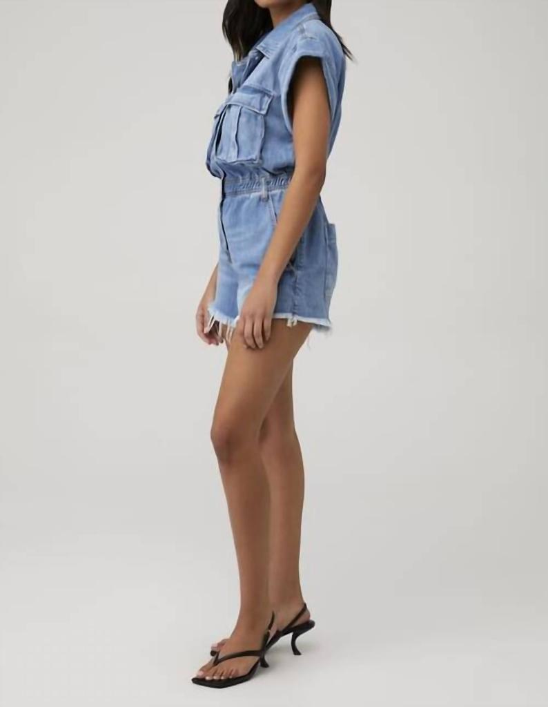 Blank NYC Sit Tight Romper In Medium Wash