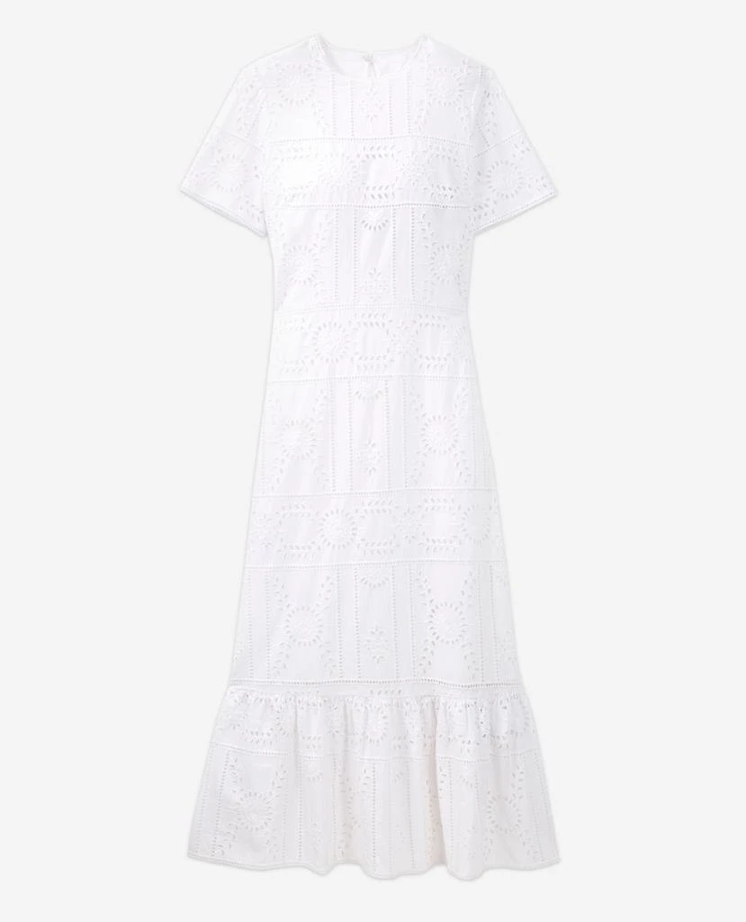 The Kooples The Kooples - Robe Longue Brodée Coton Blanche Col Rond - Femme 6