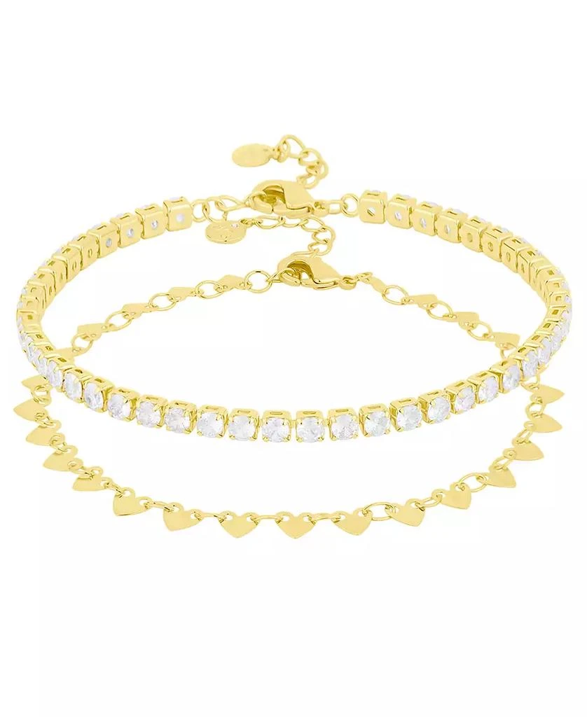 And Now This Cubic Zirconia 18k Gold Plated Brass Chain Duo Bracelet, Macy
s Exclusive 1