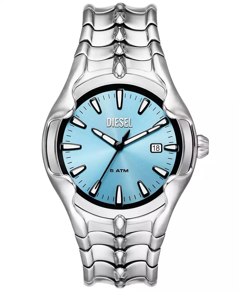 Diesel Men
s Vert Three Hand Date Silver-Tone Stainless Steel Watch 44mm 1