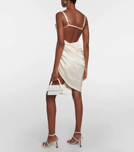 Jacquemus La Saudade Brodée satin slip dress 3