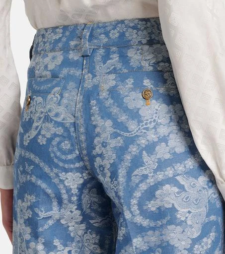 ETRO Printed cotton and linen wide-leg pants 5