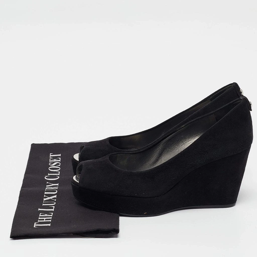 Stuart Weitzman Stuart Weitzman Black Suede Peep Toe Wedge Pumps Size 39 9