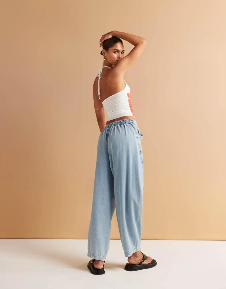 ASOS ASOS DESIGN soft harem jeans in mid blue 4