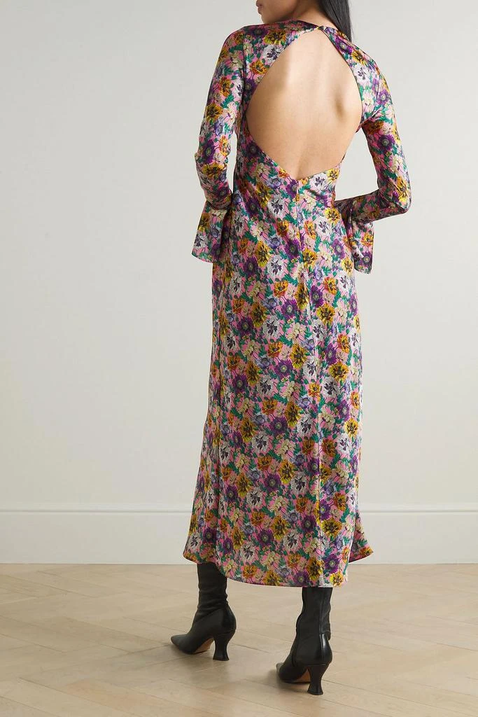 LES RÊVERIES Open-back floral-print satin midi dress 3