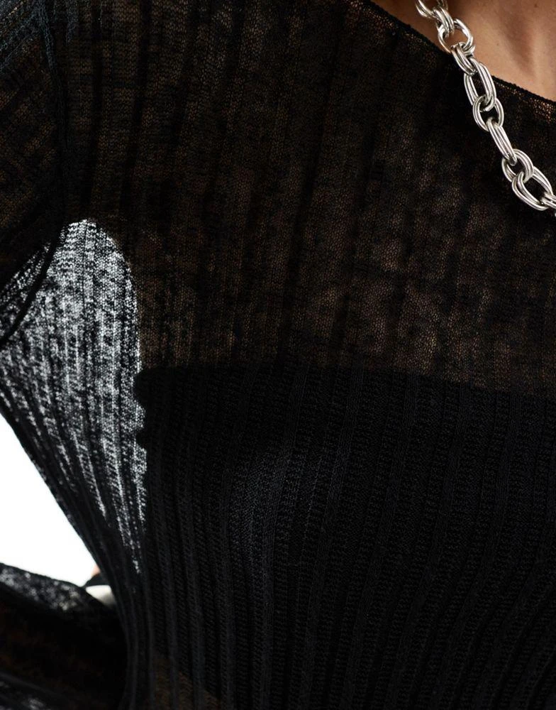 Weekday Weekday Molly sheer knit mini dress in black 4