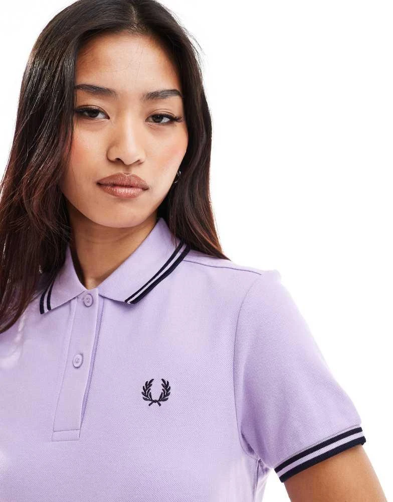 Fred Perry Fred Perry twin tipped polo dress in light purple 3