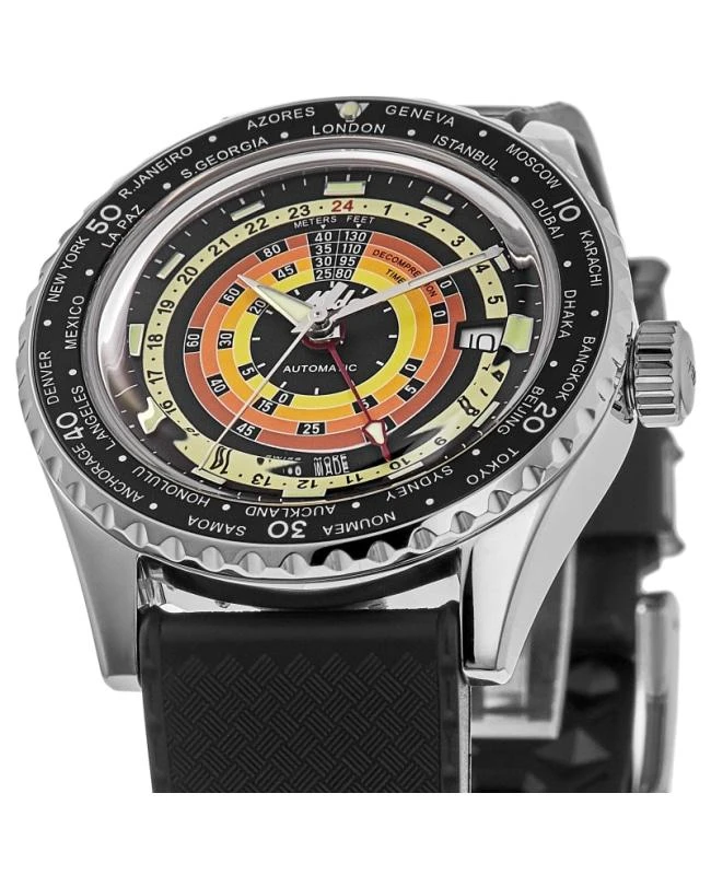 MIDO Mido Ocean Star Decompression Worldtimer Black Dial Rubber Strap Men's Watch M026.829.17.051.00 2