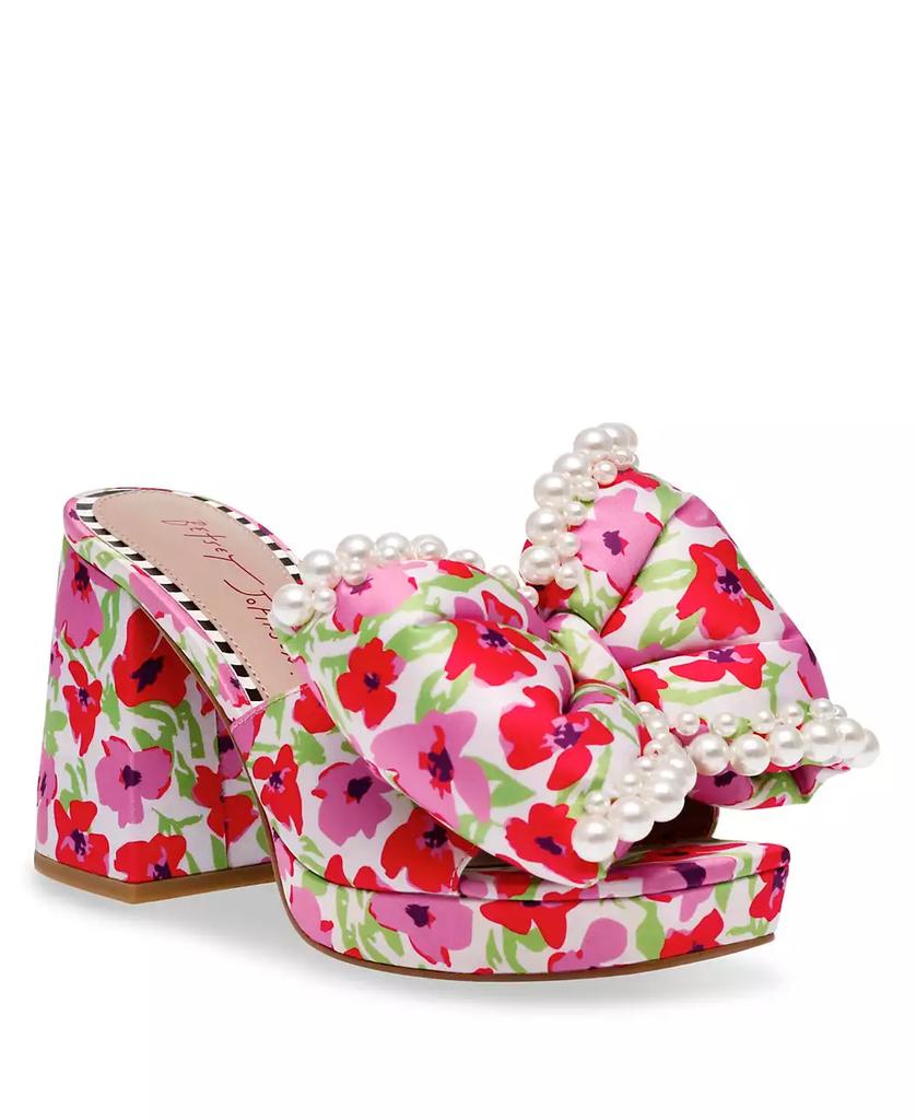 Betsey Johnson Women's Maccie Beaded Bow Platform Dress Sandals
