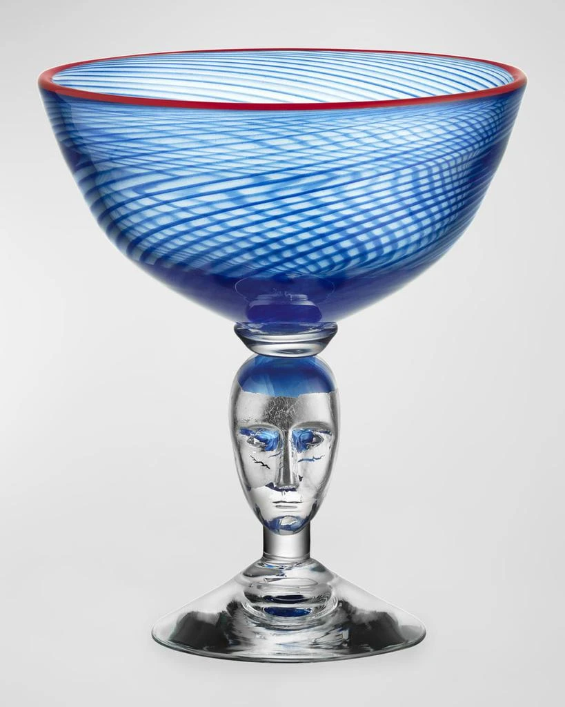 Kosta Boda Red Rim Face Blue Loving Cup 1