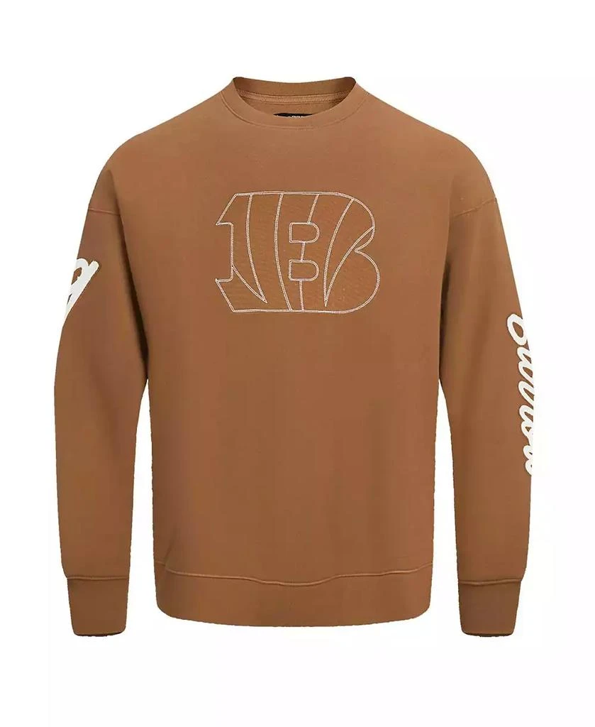 Pro Standard Men's Joe Burrow Brown Cincinnati Bengals Pullover Crewneck Sweatshirt 3