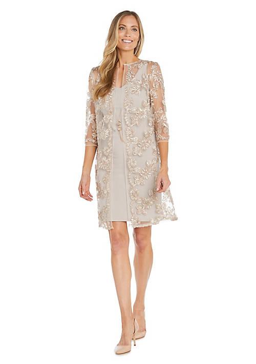 R & M Richards M Richards 2 Pc Emb Soutache And Ity Duster Jacket Dress