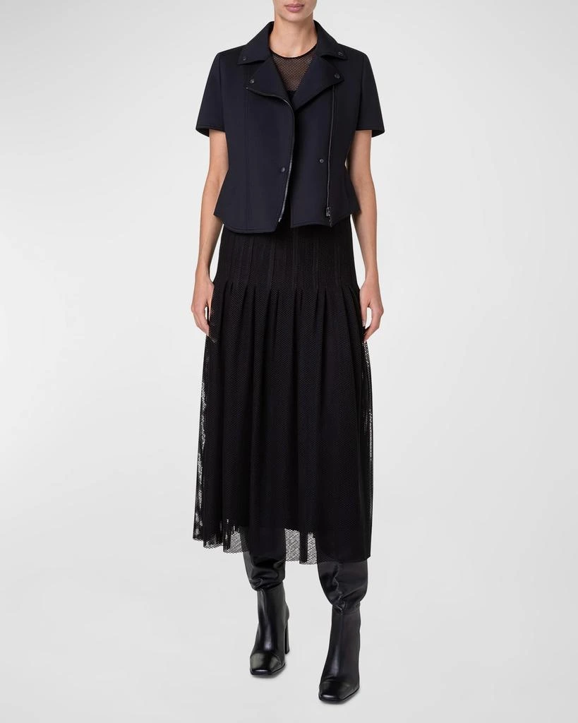 Akris Short-Sleeve Fitted Neoprene Biker Jacket 2