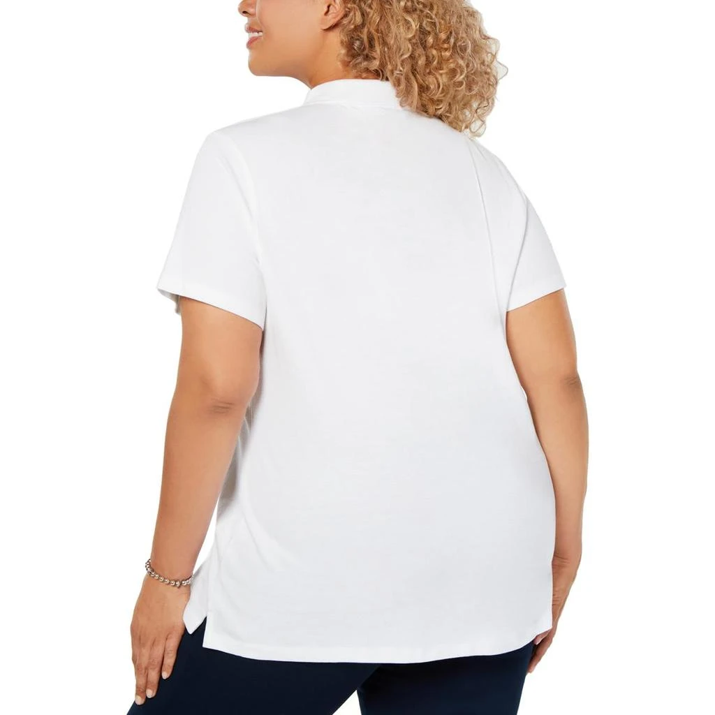 Karen Scott Plus Womens Collar Short Sleeves Polo Top 2