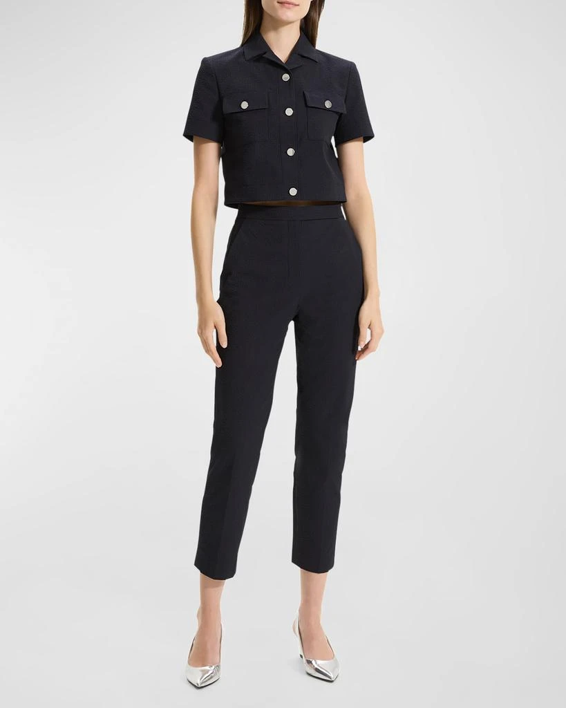Theory Seersucker Cropped Short-Sleeve Jacket 2