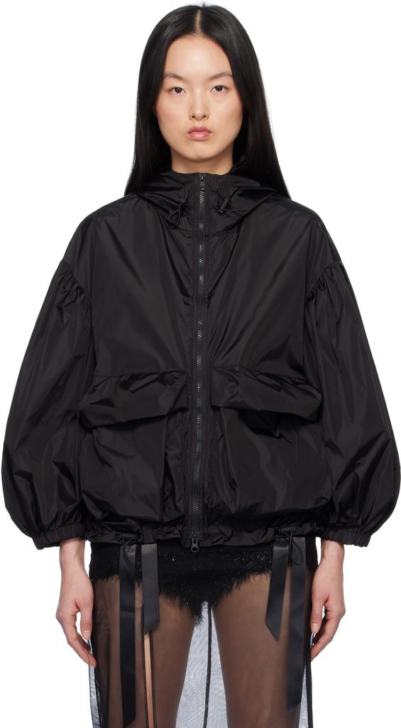 Simone Rocha Black Cargo Flap Pocket Puff Sleeve Drawstring Jacket