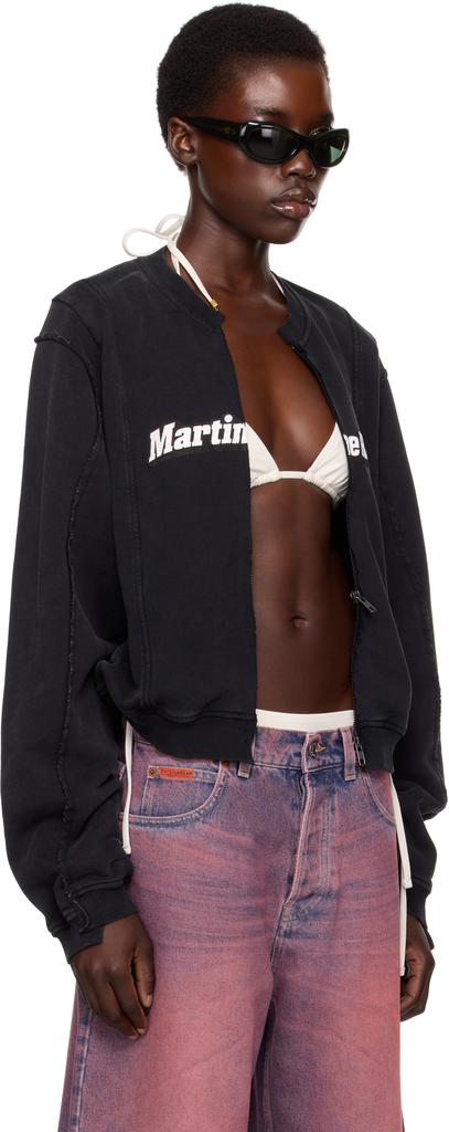 Martine Rose SSENSE Exclusive Black Shrunken Zip Up Crew Jacket