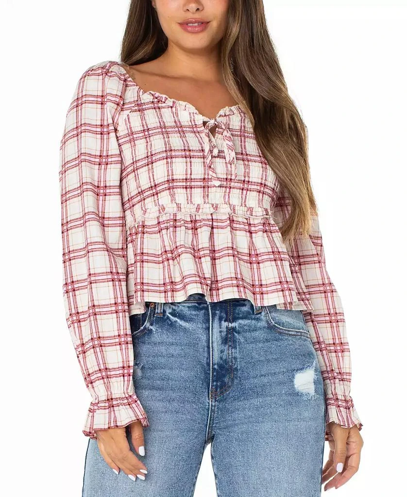 Celebrity Pink Juniors
Plaid Ruffle-Trim Babydoll Top