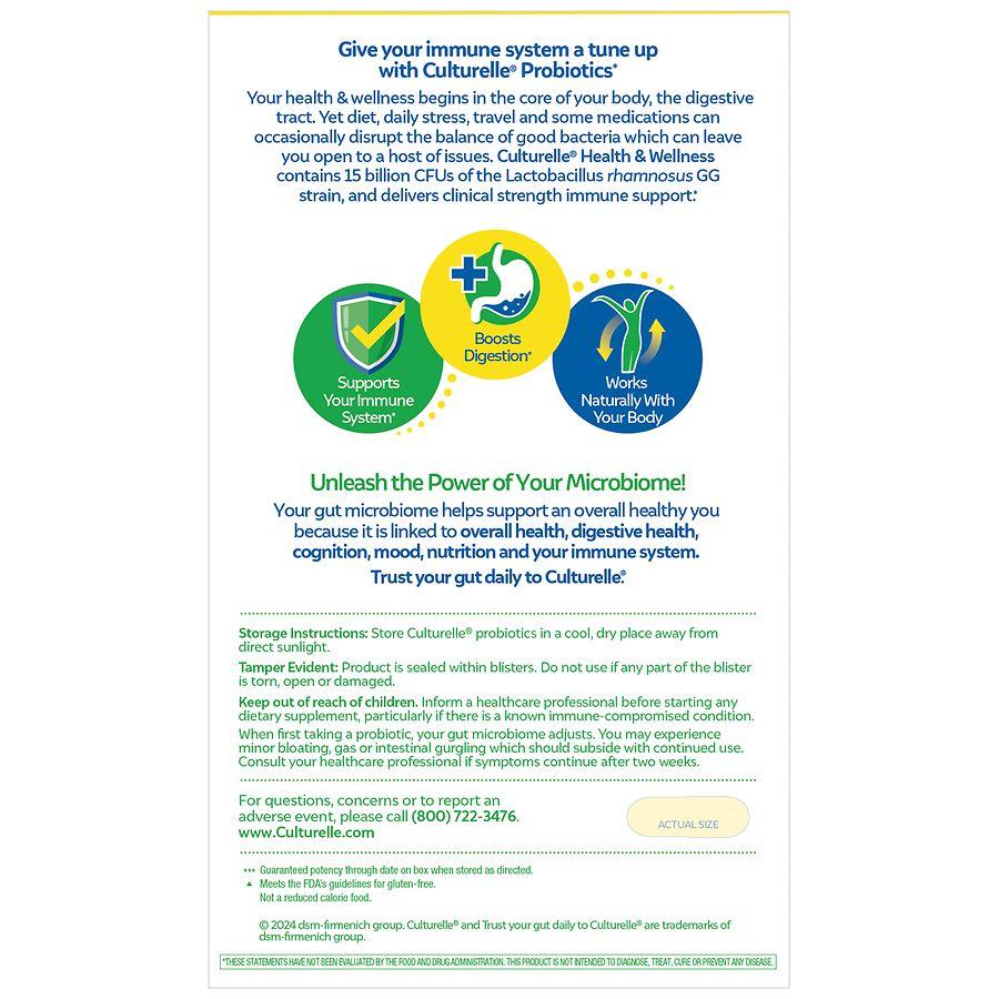 Culturelle Health & Wellness Daily Probiotic Capsules, 15 Billion CFUs